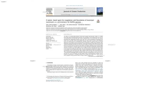 A tanninebased agent for coagulation and flocculation of municipal wastewater as a pretreatment for biofilm process
